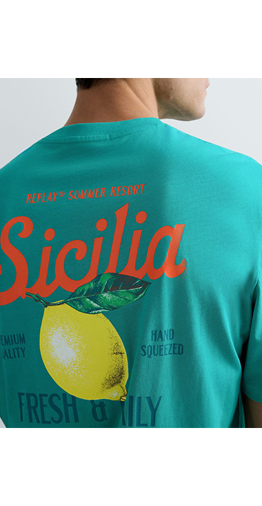 ヘビーコットンジャージーSICILYプリントTシャツ｜REPLAY リプレイ公式